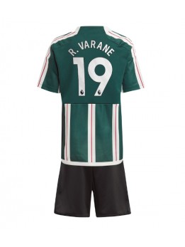 Manchester United Raphael Varane #19 Replika Borta Kläder Barn 2023-24 Kortärmad (+ byxor)